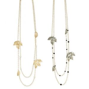 Layered Leaf Pendant Necklace – Gold or Silver Tone